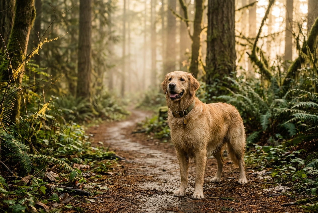 Golden Retriever on an outdoor adventure
